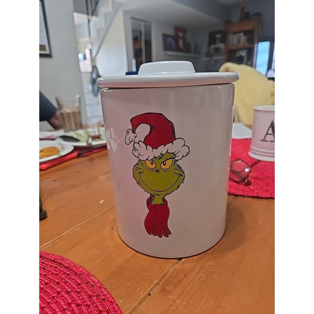 THE GRINCH Cookie Biscuit Canister Lid Collectible XMas Christmas NEW Dr. Seuss